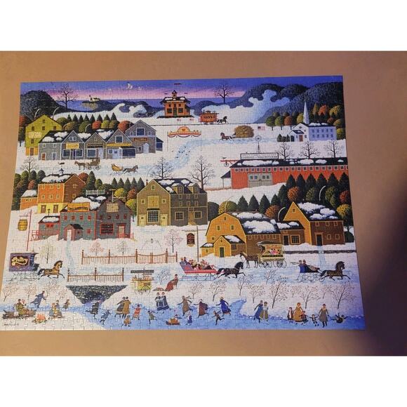 VTG Buffalo 1000 Pc Puzzle Hickory Haven Canal Charles Wysocki Xmas 11491 - Picture 3 of 6